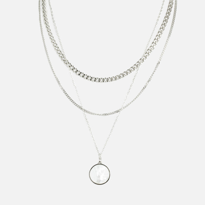 Collier argenté 3 rangs en acier inoxydable