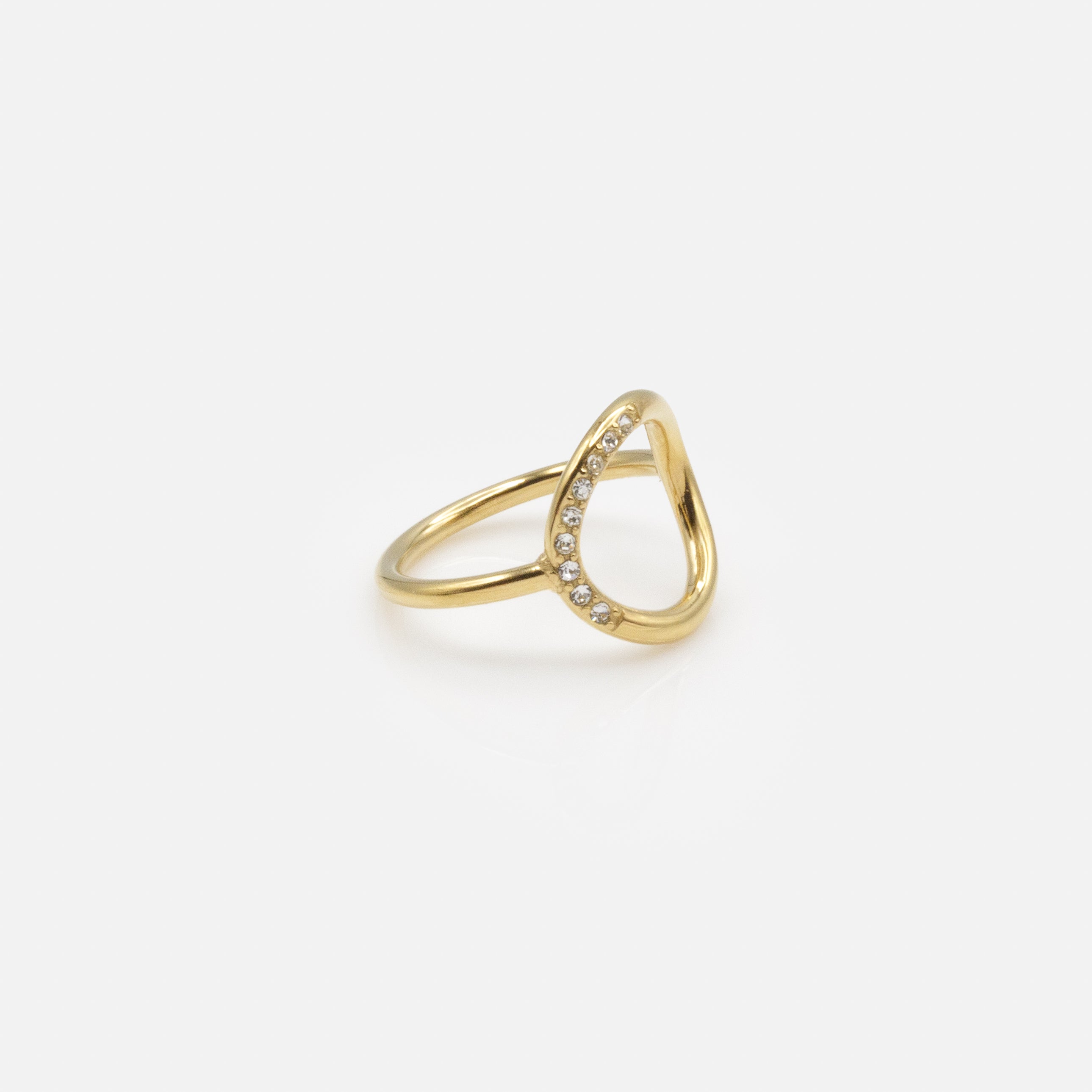 Bague dorée cercle vide avec zircons cubiques en acier inoxydable