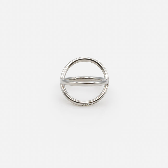 Silver "X" Ring with Cubic Zirconia in Stainless Steel