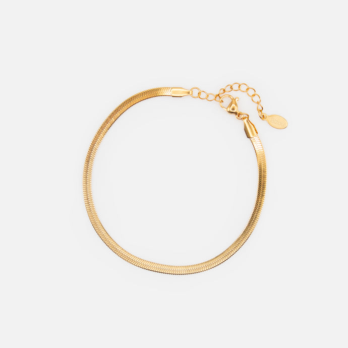 Bracelet doré mailles serpent plates en acier inoxydable