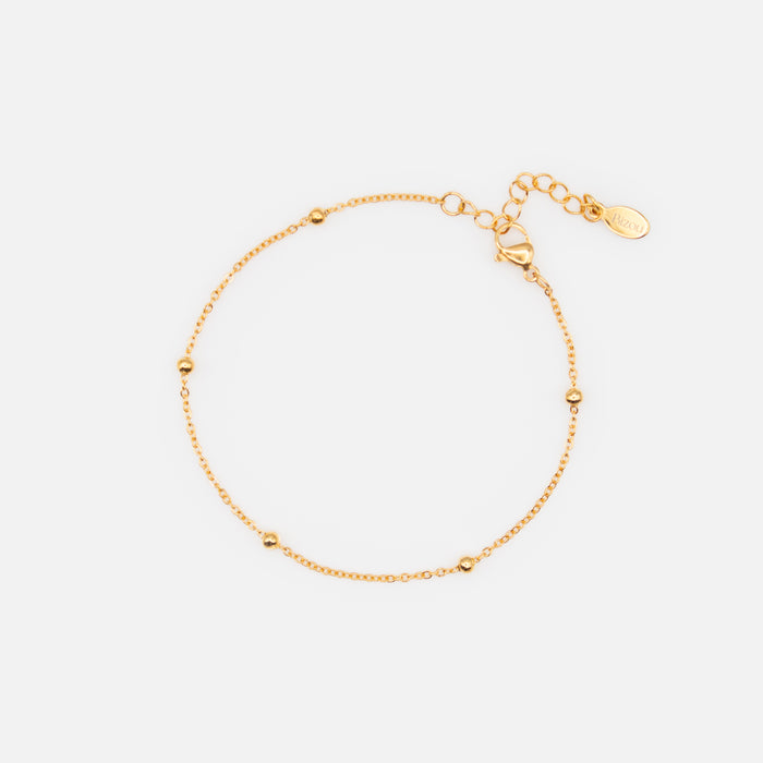 Bracelet chaîne dorée avec billes en acier inoxydable