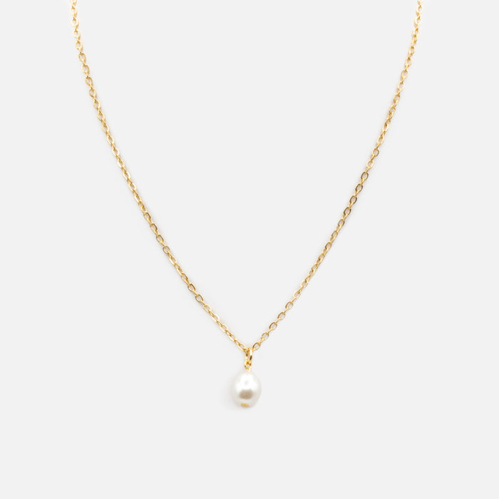 Collier doré breloque perle en acier inoxydable