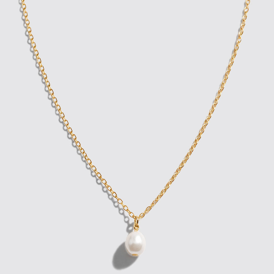 Collier doré en acier inoxydable avec pendentif perle