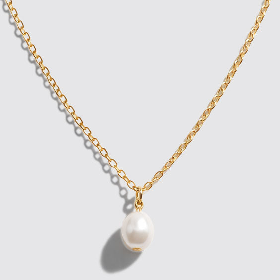 Collier doré en acier inoxydable avec pendentif perle