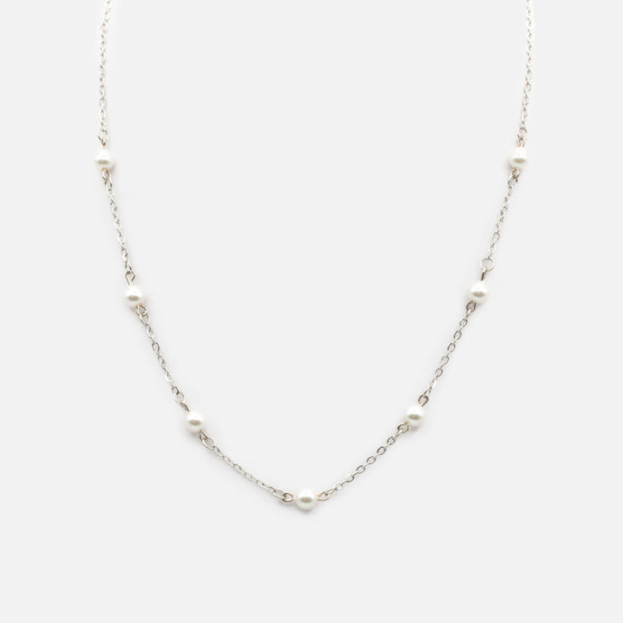 Collier argenté perles multiples en acier inoxydable