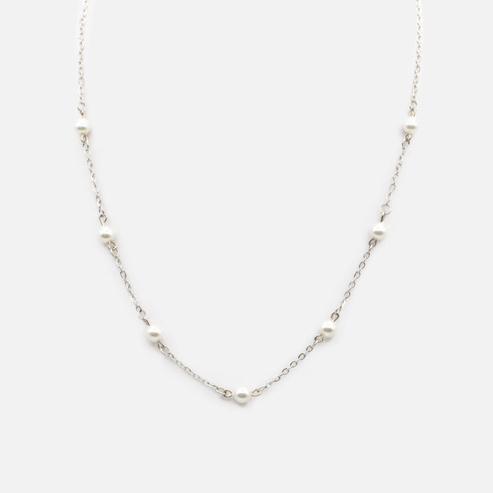 Collier argenté perles multiples en acier inoxydable