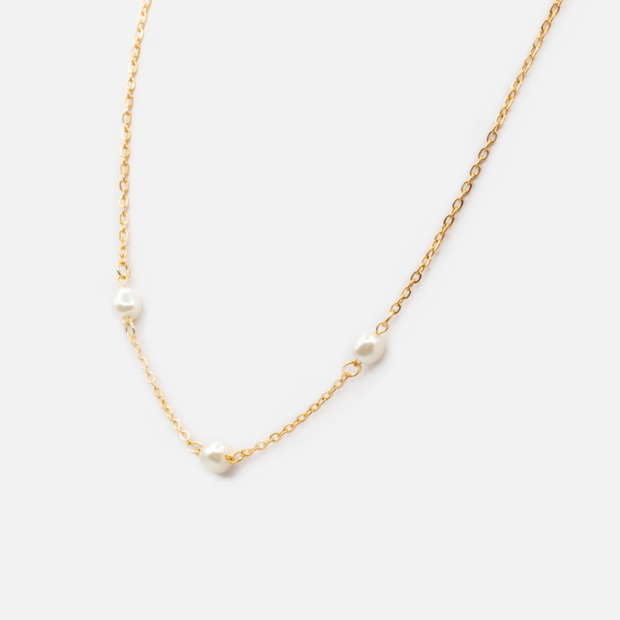 Gold stainless steel chain with pearls