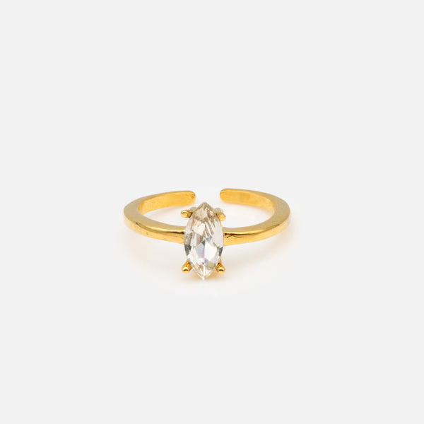 Load image into Gallery viewer, Open ring with marquise cut zircon in stainless steel
