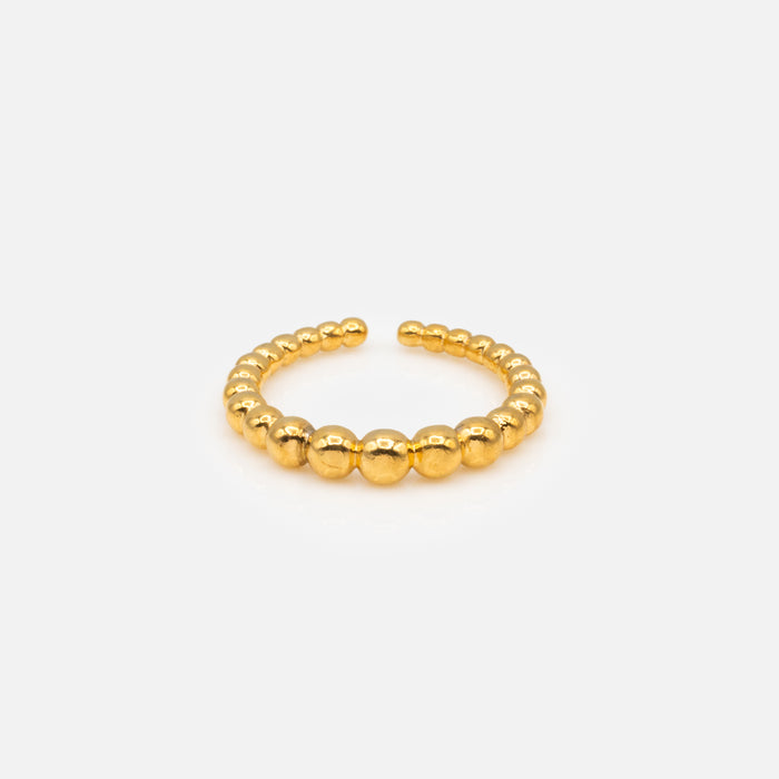 Bague ouverte dorée à billes en acier inoxydable