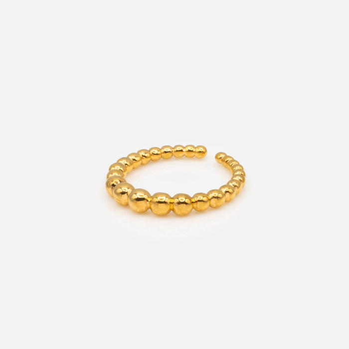 Bague ouverte dorée à billes en acier inoxydable