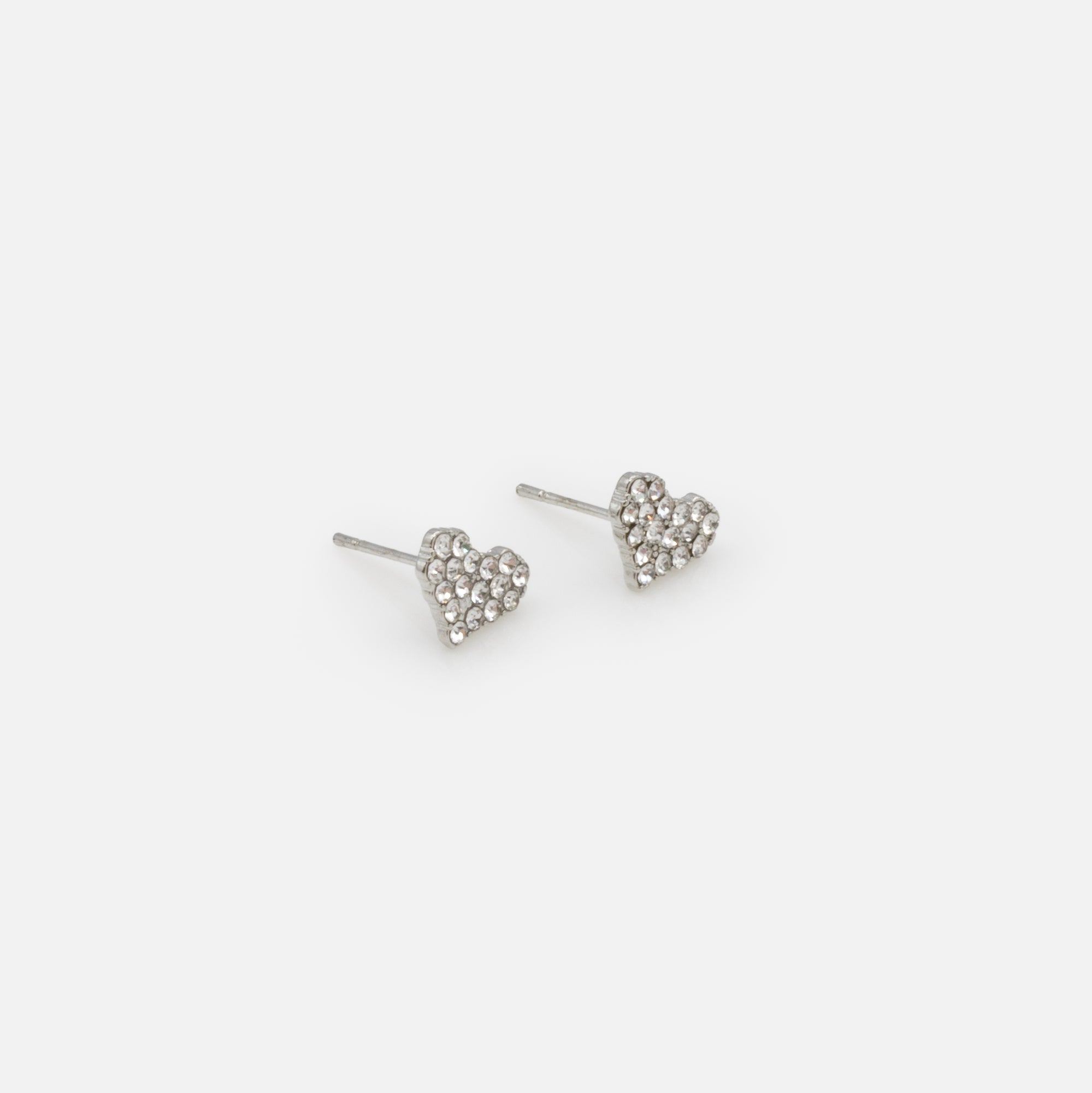 Ensemble collier et boucles d'oreilles coeurs argent avec zircons cubiques en acier inoxydable