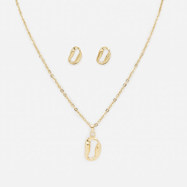 Load image into Gallery viewer, Stainless Steel Twisted Oval Gold Necklace and Earrings Set
