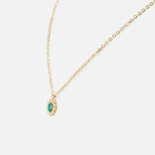 Load image into Gallery viewer, Gold ring necklace and earrings set with green stones in stainless steel
