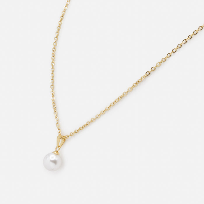 Ensemble collier et boucles d'oreilles perles dorés en acier inoxydable