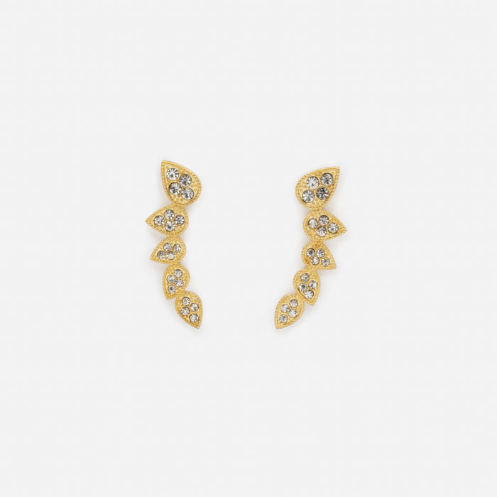 Gold star necklace and long earrings set in stainless steel