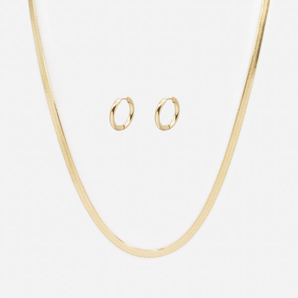 Load image into Gallery viewer, Curb chain and gold hoop earrings set in stainless steel
