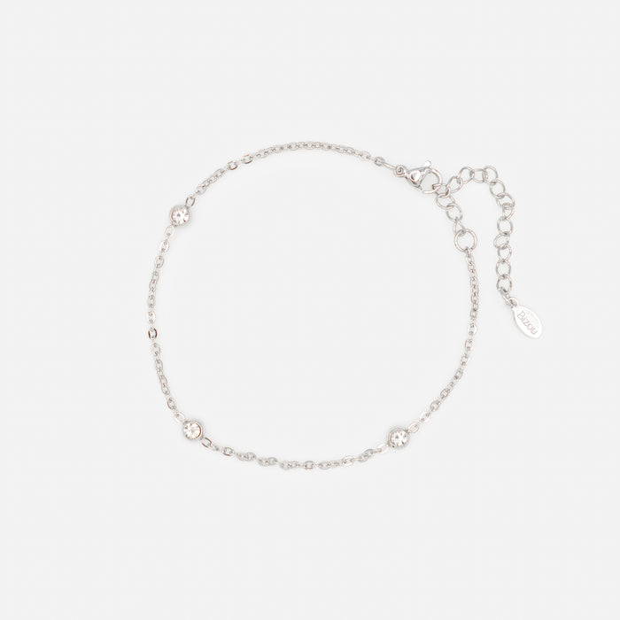Bracelet argenté trio de zircons cubiques en acier inoxydable