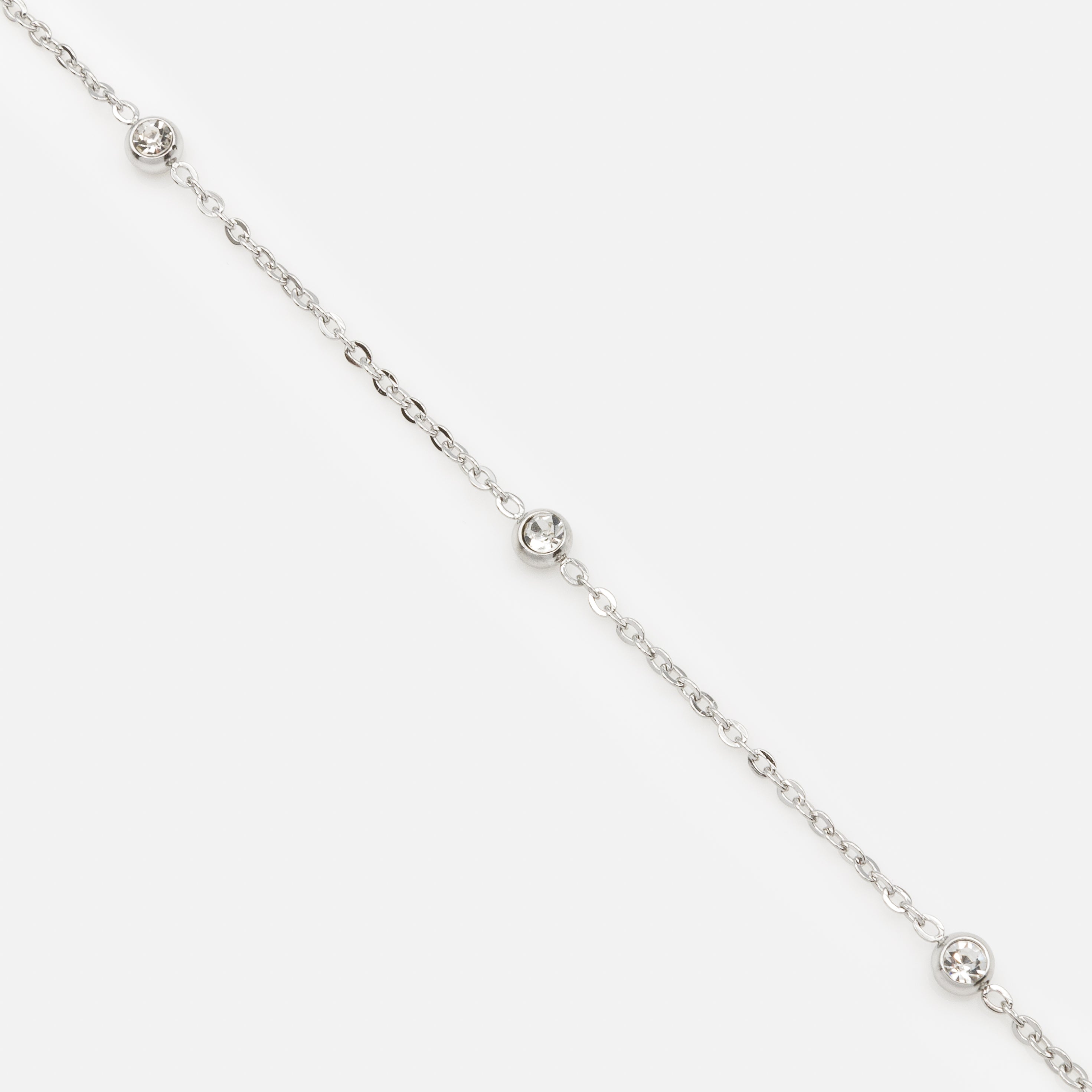 Bracelet argenté trio de zircons cubiques en acier inoxydable