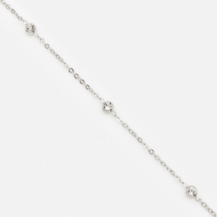Bracelet argenté trio de zircons cubiques en acier inoxydable