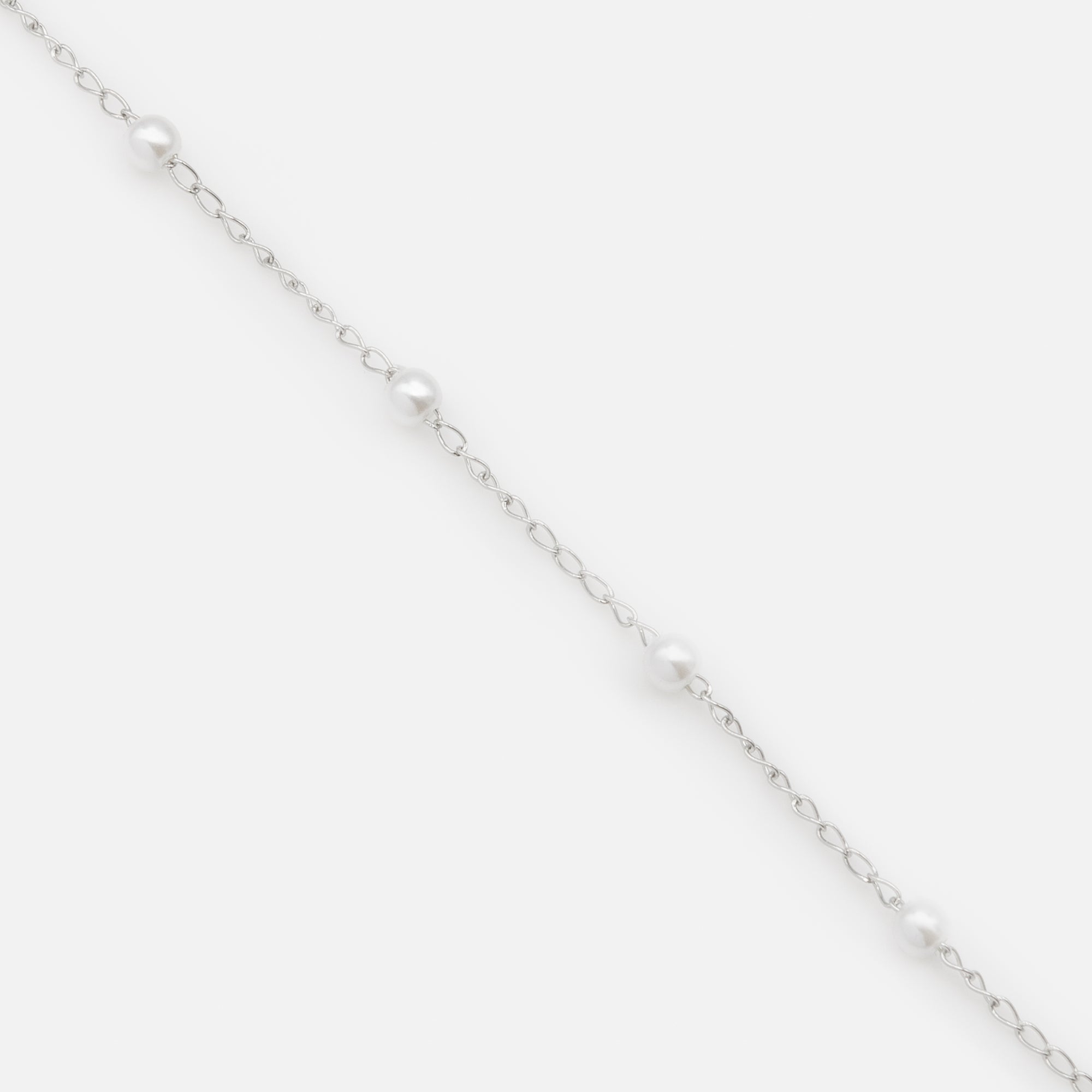 Bracelet argenté avec petites perles en acier inoxydable