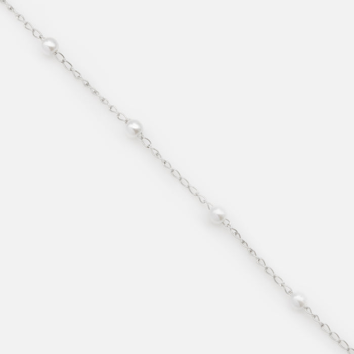 Bracelet argenté avec petites perles en acier inoxydable