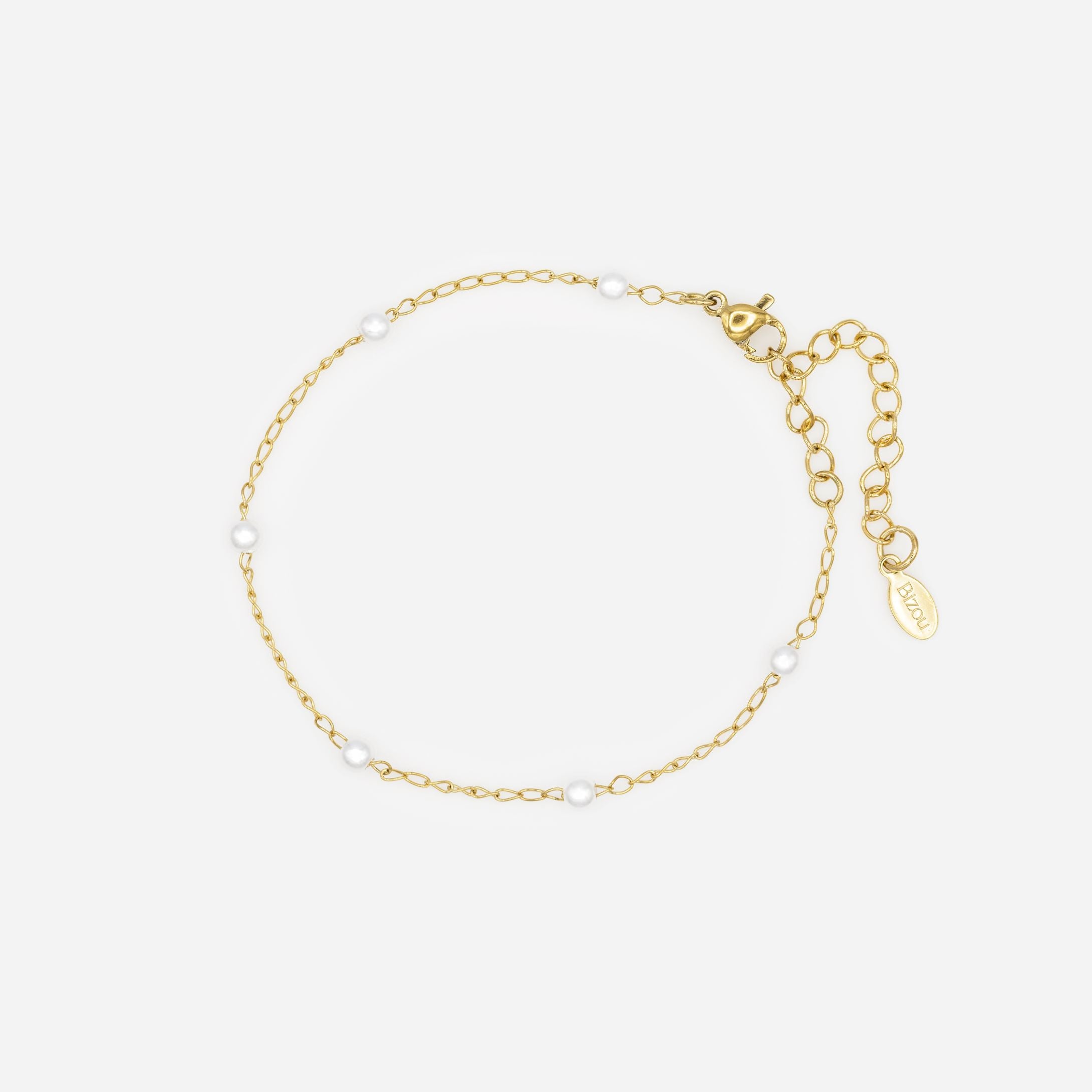 Bracelet doré avec petites perles en acier inoxydable