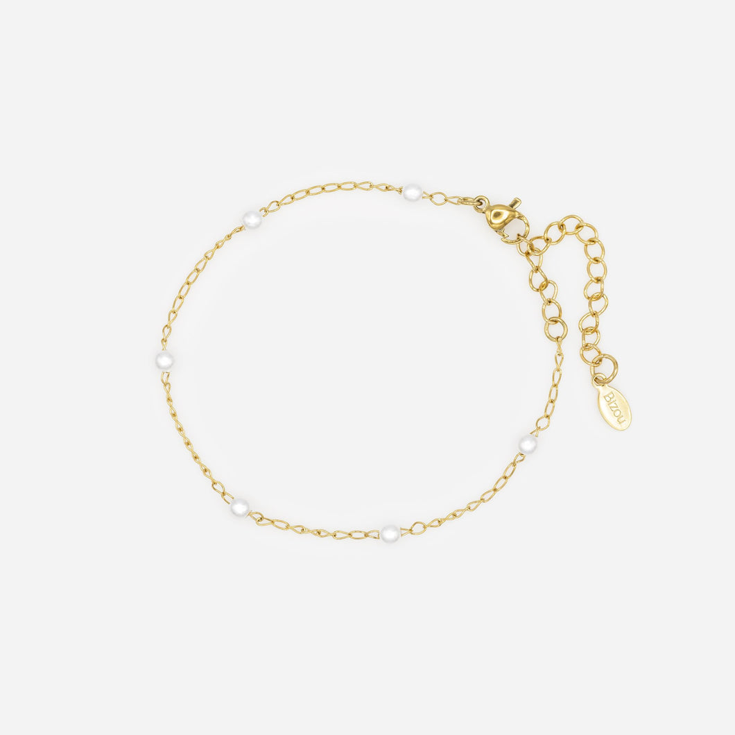 Bracelet doré avec petites perles en acier inoxydable