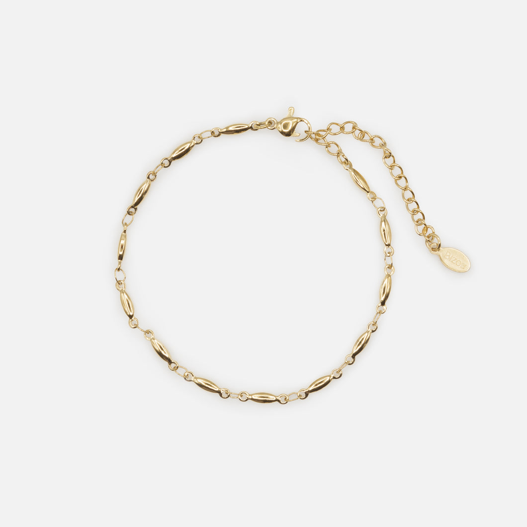 Gold bracelet with elongated links in stainless steel