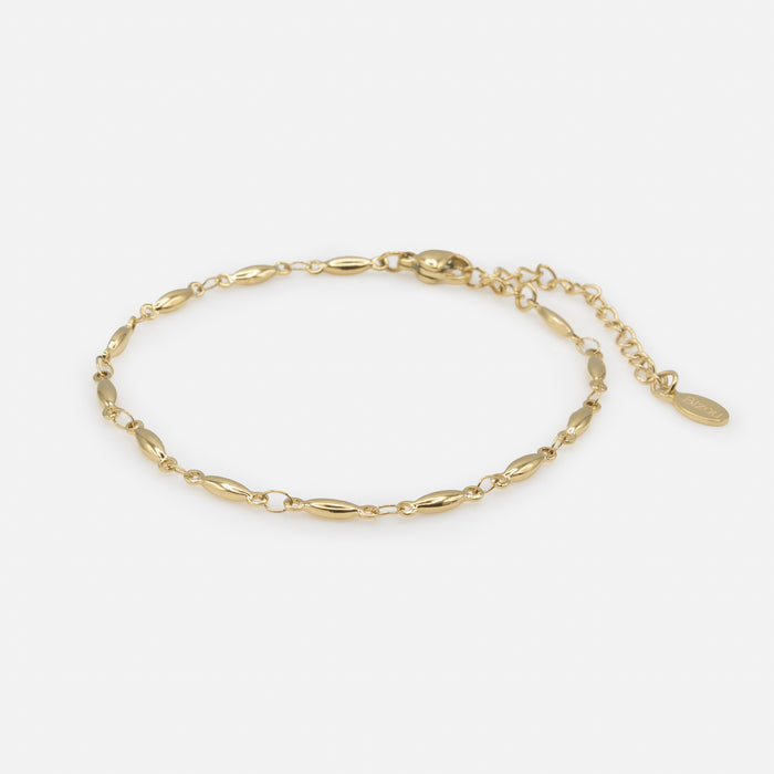 Gold bracelet with elongated links in stainless steel