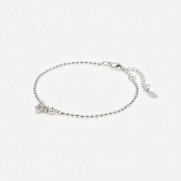 Load image into Gallery viewer, Fine silver bead bracelet and quartet of cubic zirconia in stainless steel

