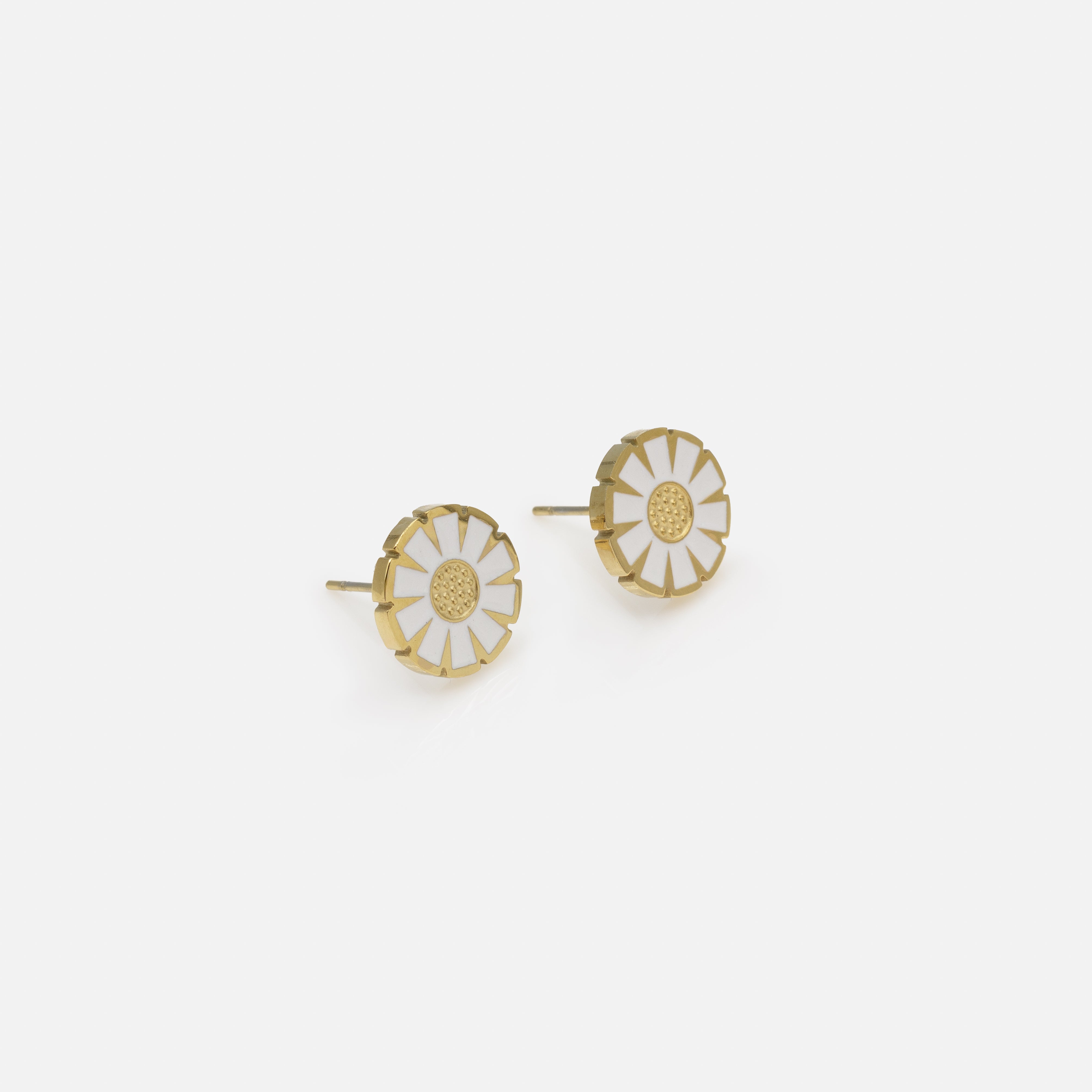 Boucles d'oreilles marguerites dorées en acier inoxydable