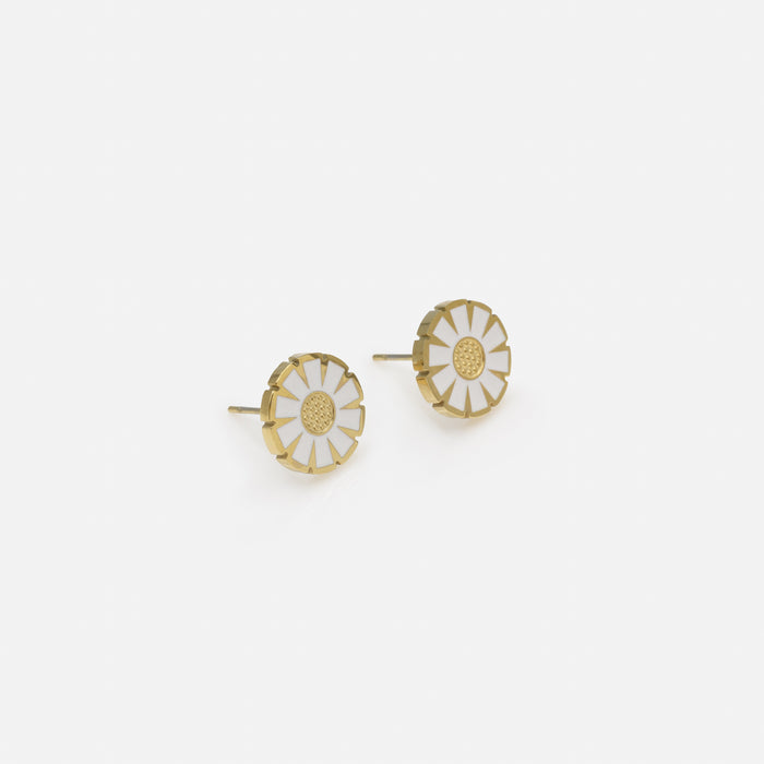 Gold daisy earrings in stainless steel