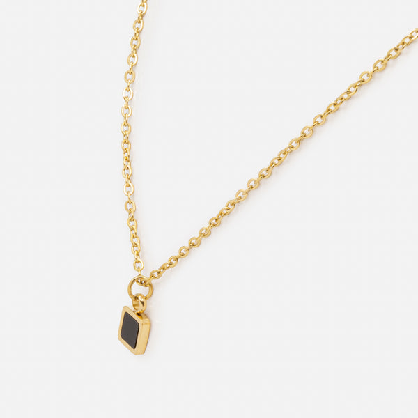 Load image into Gallery viewer, Gold Square Black Stainless Steel Necklace and Earrings Set
