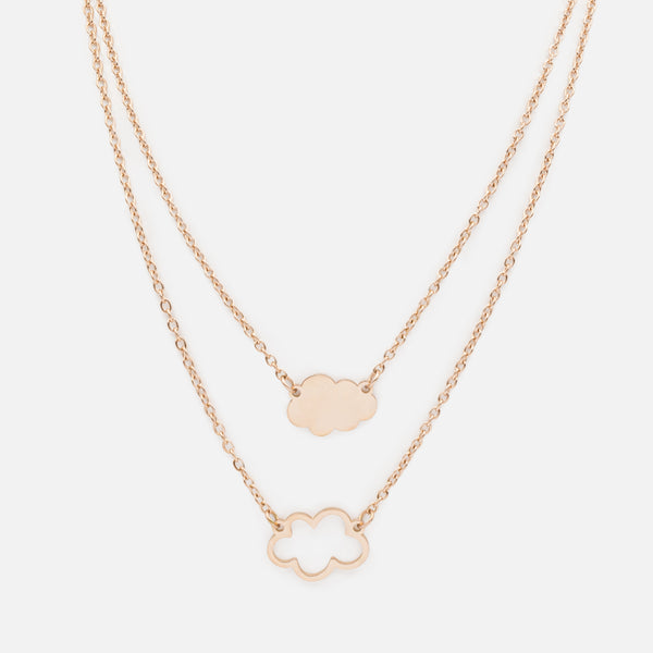 Load image into Gallery viewer, Set of two rose gold Mini &amp; Me cloud necklaces in stainless steel
