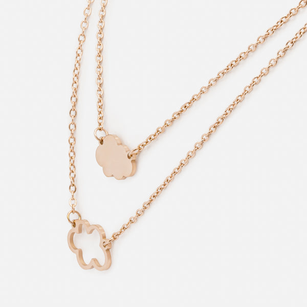 Load image into Gallery viewer, Set of two rose gold Mini &amp; Me cloud necklaces in stainless steel
