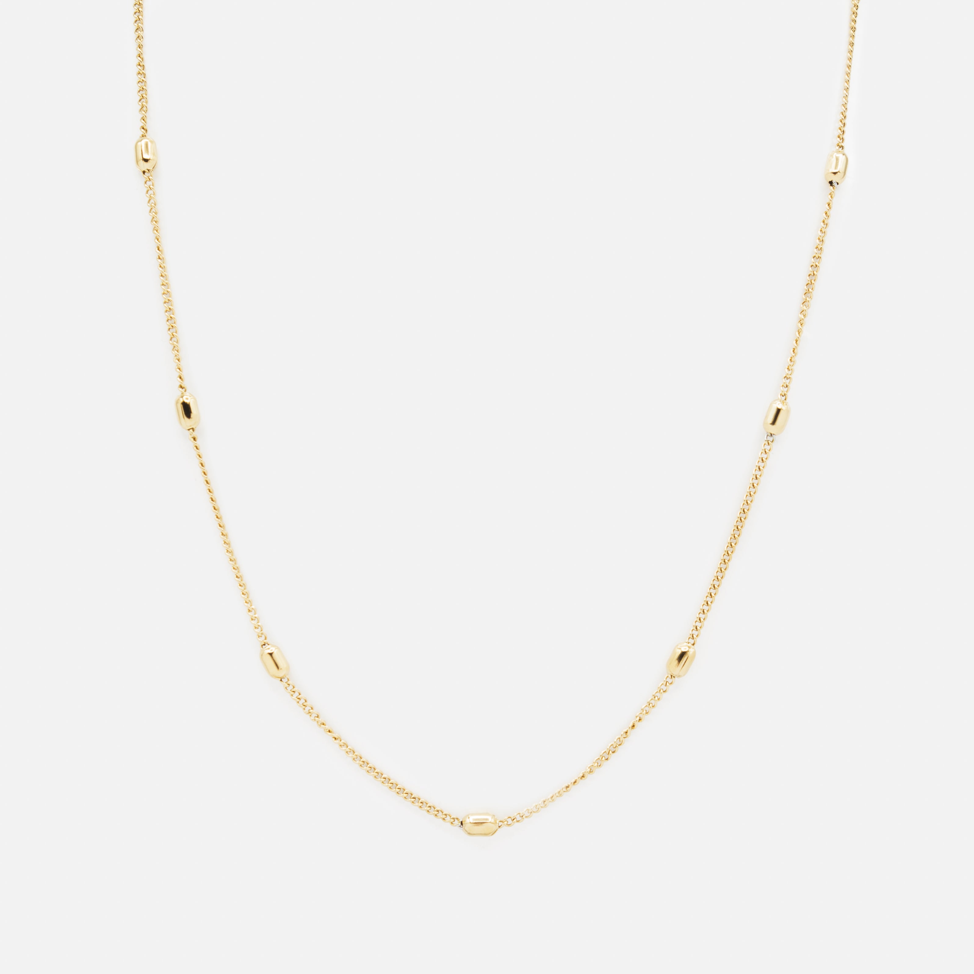 Collier doré à billes allongées en acier inoxydable