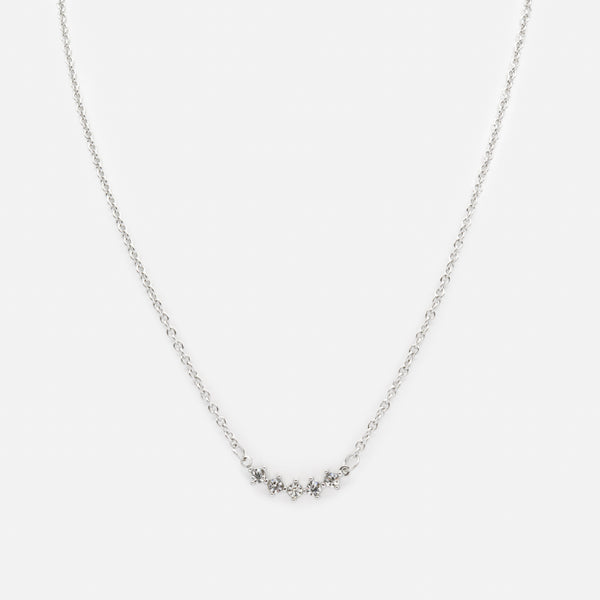 Load image into Gallery viewer, Silver necklace with its five cubic zirconias in stainless steel
