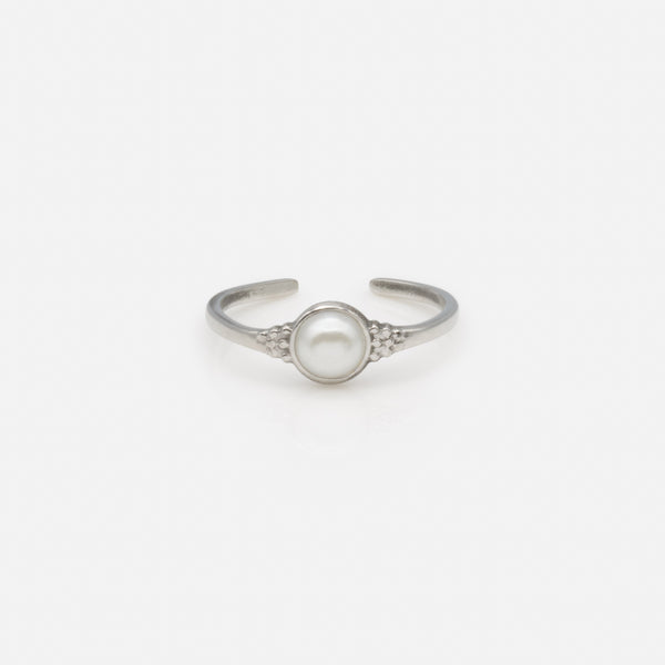 Load image into Gallery viewer, Silver open ring with stainless steel bead
