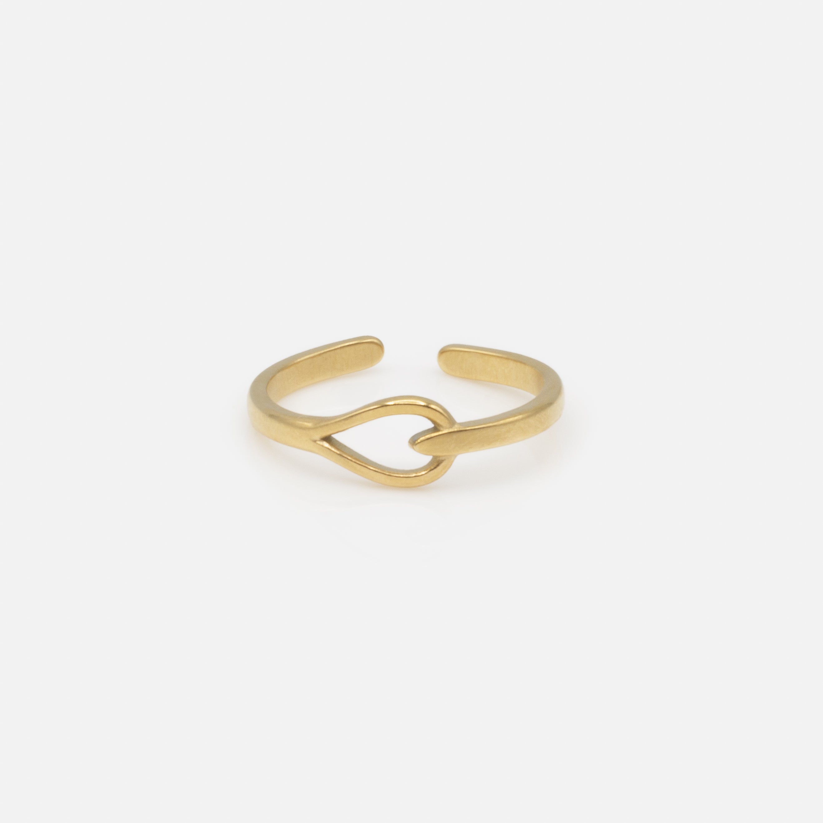 Bague ouverte dorée design abstrait en acier inoxydable