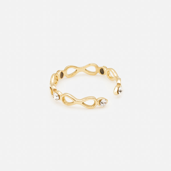 Charger l&#39;image dans la galerie, Bague ouverte anneau infini doré avec zircons cubiques en acier inoxydable
