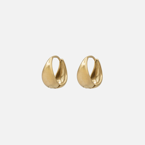 Load image into Gallery viewer, Gold huggies earrings with wide base in stainless steel
