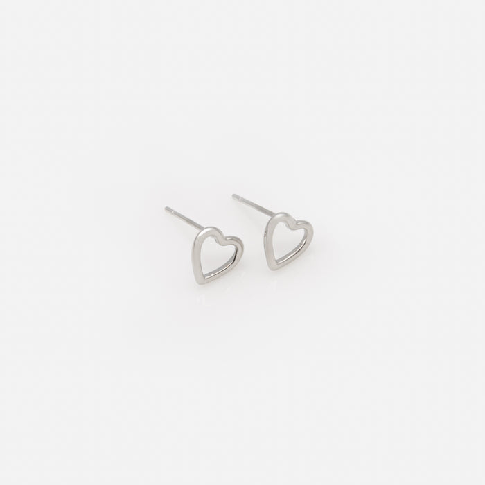 Silver Delicate Hearts Stainless Steel Necklace and Earrings Set