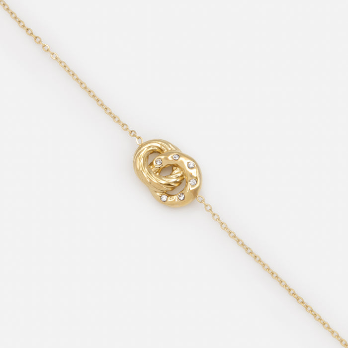 Gold Stainless Steel Interlocking Rings Necklace and Bracelet Set