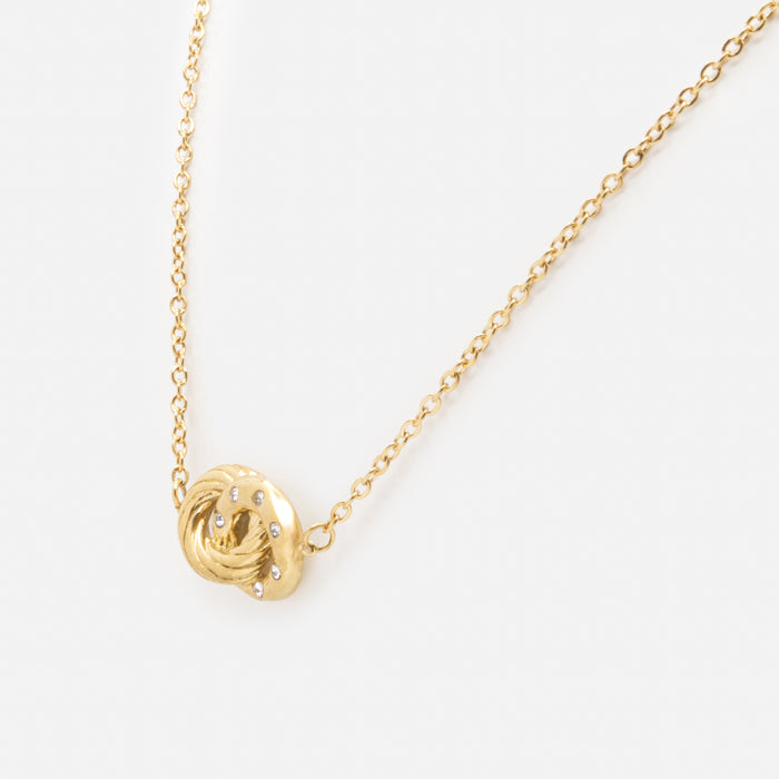 Gold Stainless Steel Interlocking Rings Necklace and Bracelet Set