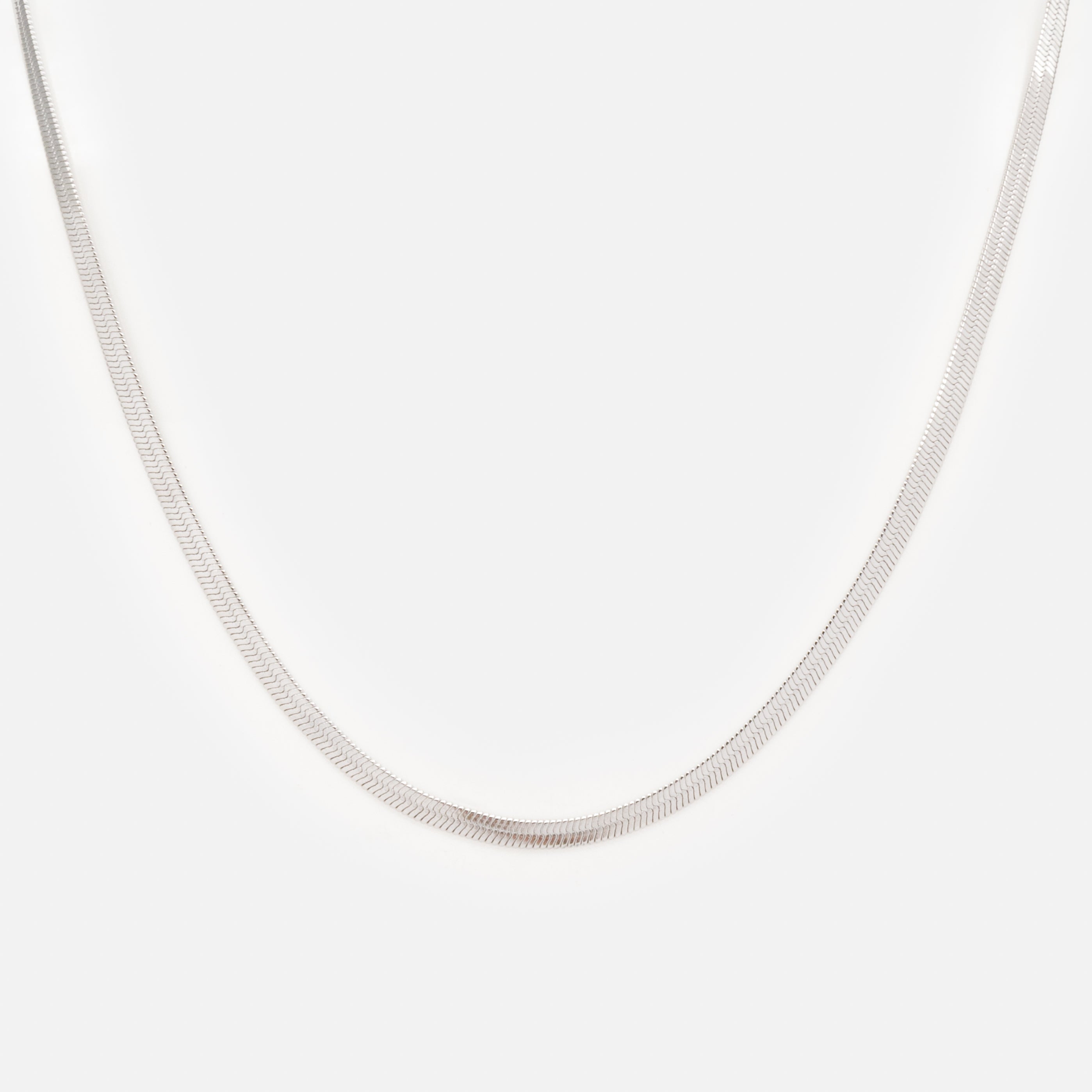 Ensemble argenté collier à mailles serpentines plates et bracelet double chaîne en acier inoxydable