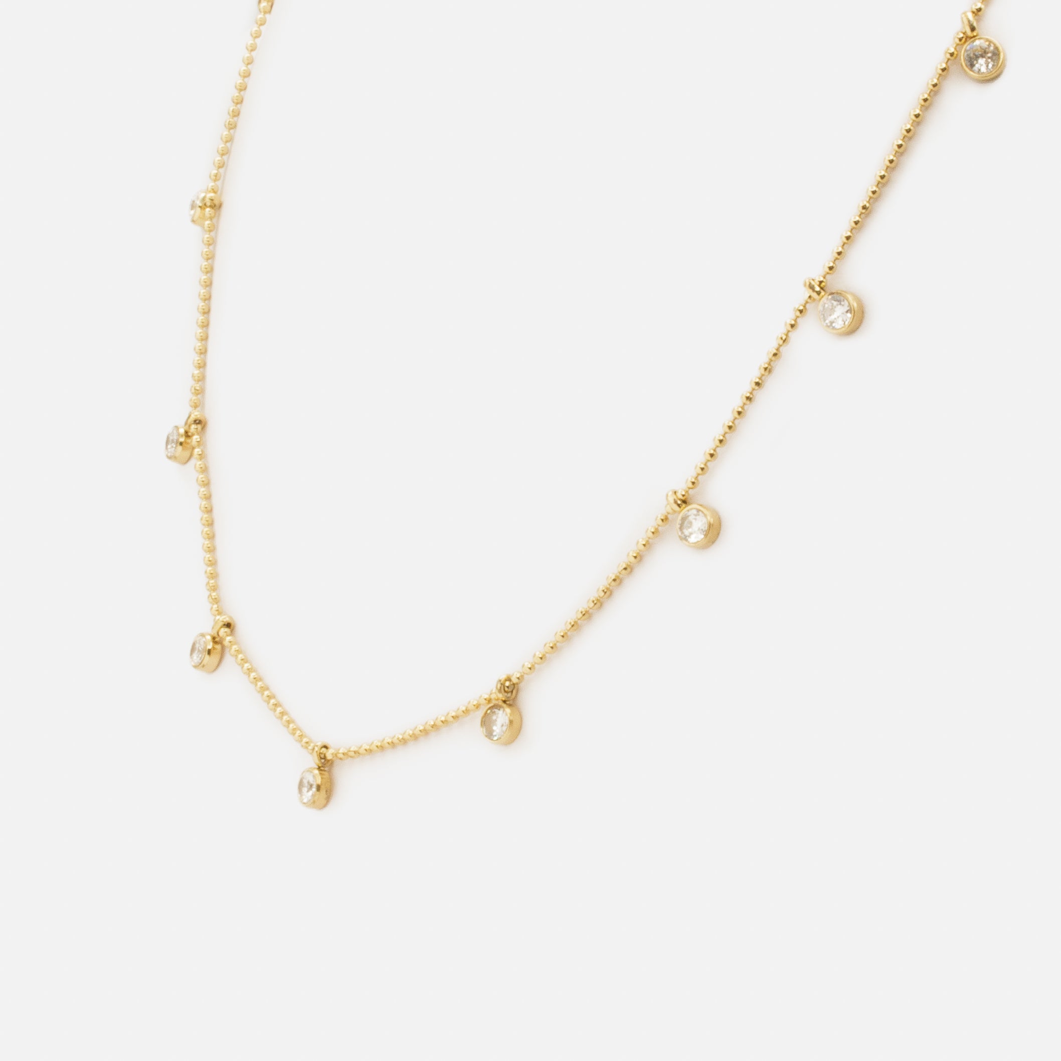 Collier doré avec breloques de zircons cubiques en acier inoxydable