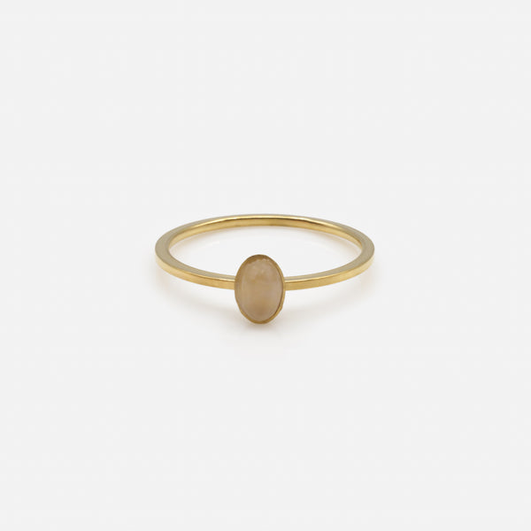 Load image into Gallery viewer, Trio of gold rings with translucent stone and stainless steel pearl
