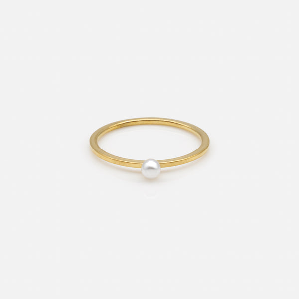 Load image into Gallery viewer, Trio of gold rings with translucent stone and stainless steel pearl
