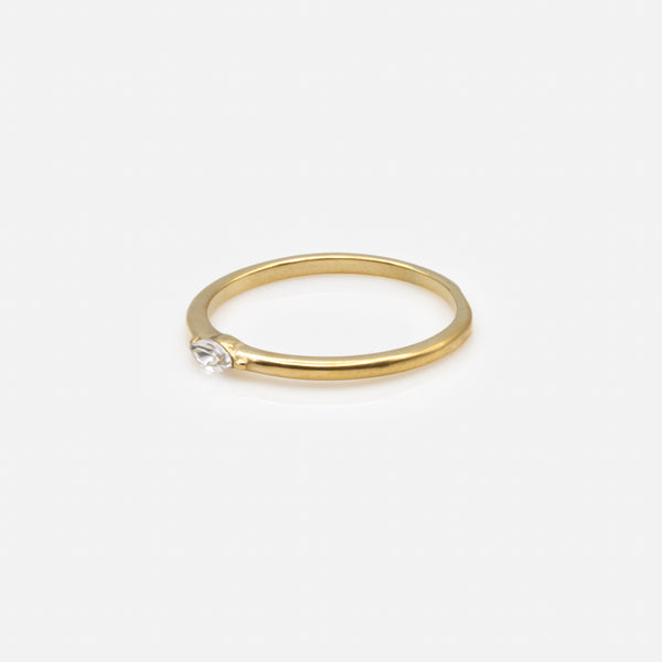 Load image into Gallery viewer, Gold ring with oval cubic zirconia in stainless steel
