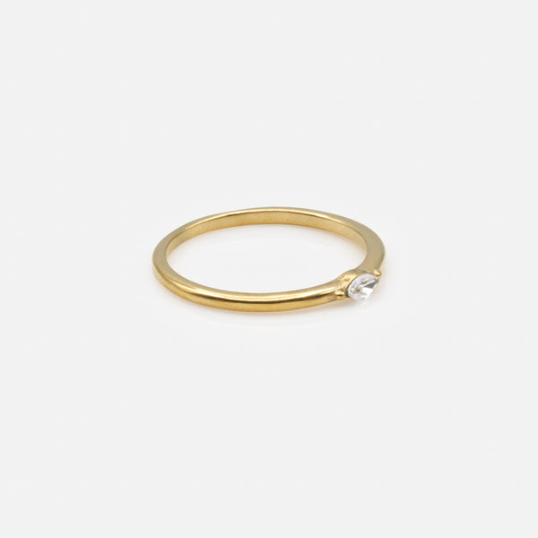 Load image into Gallery viewer, Gold ring with oval cubic zirconia in stainless steel
